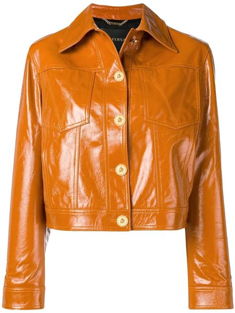 women's versace jacket|Versace leather jacket women.